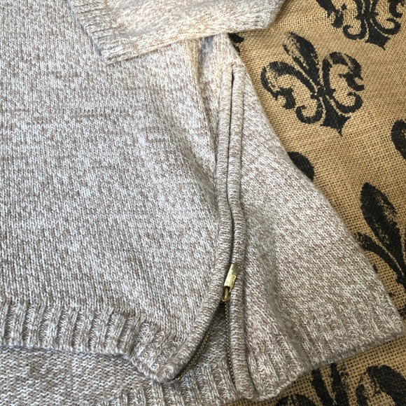 Beige Oversized Long Sweater Pullover Zippers - Picture 5 of 8